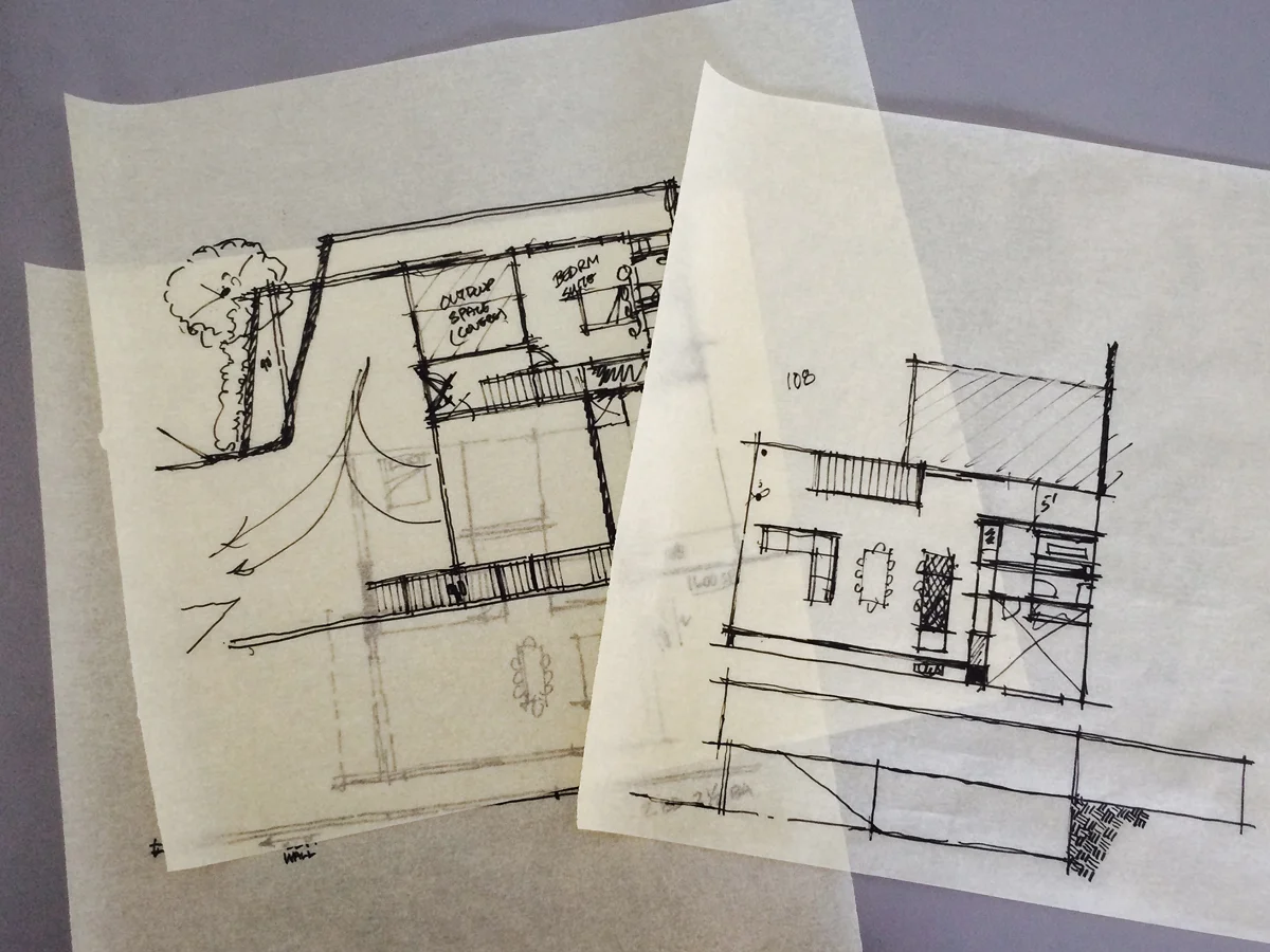 conceptual floor plan development sketches