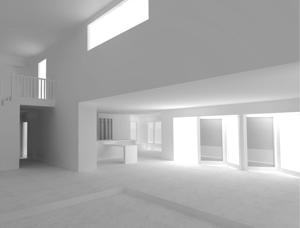 interior massing model / view towards rear yard
