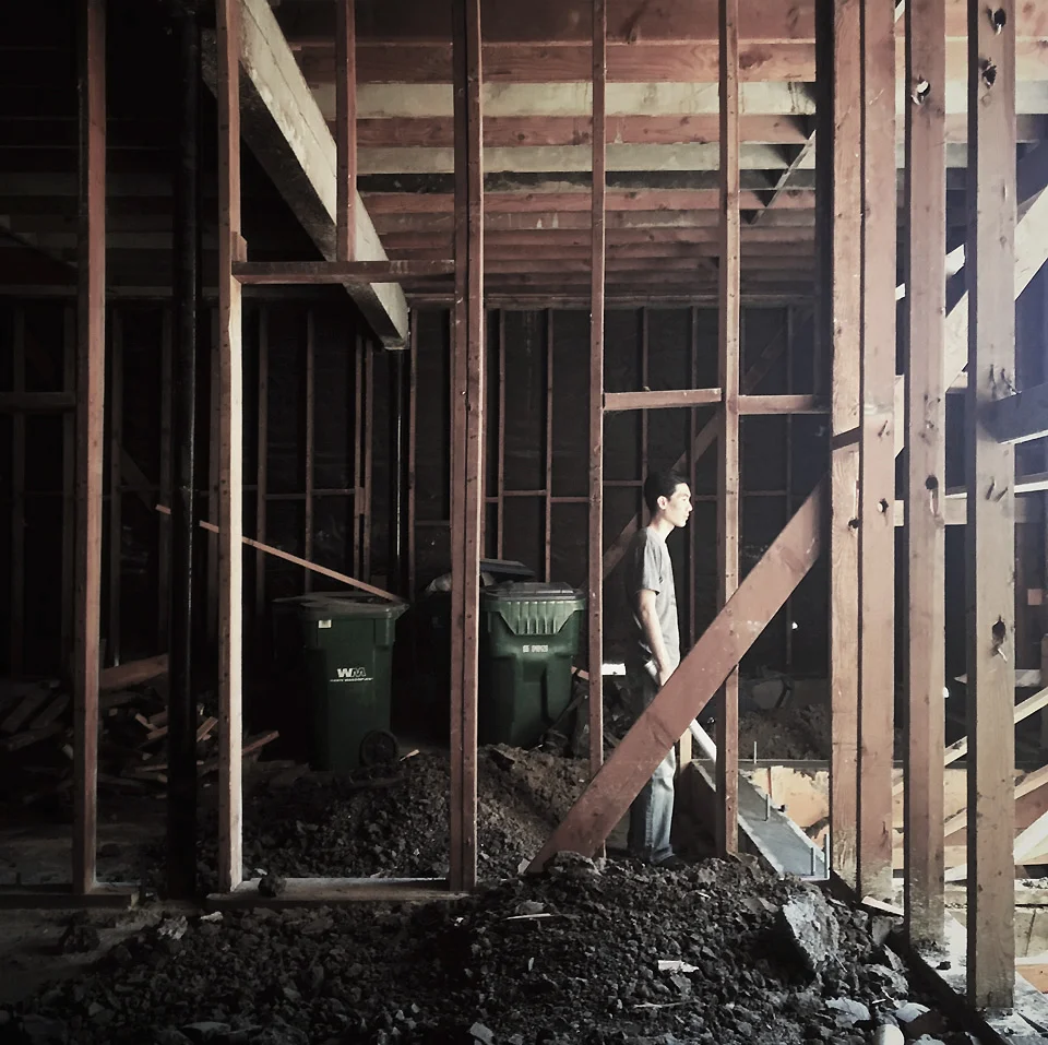 concrete + framing at garage