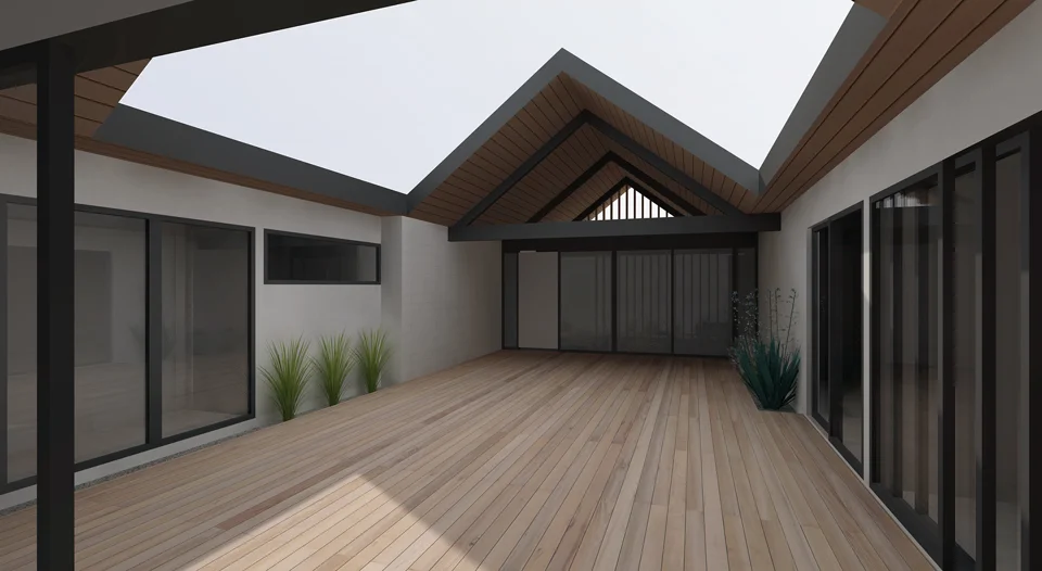 view toward courtyard + entry gate