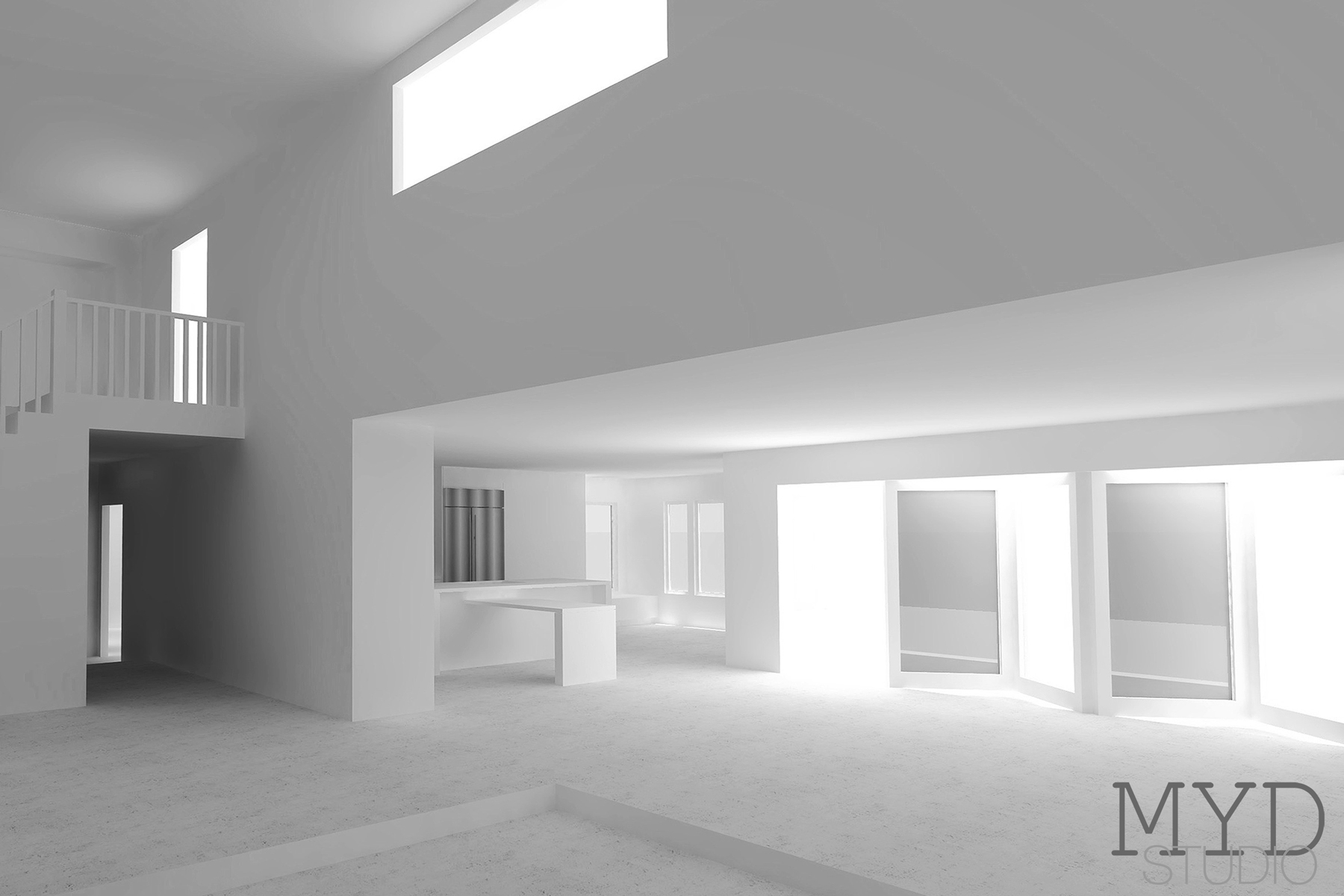 interior architectural rendering / irvine addition + renovation