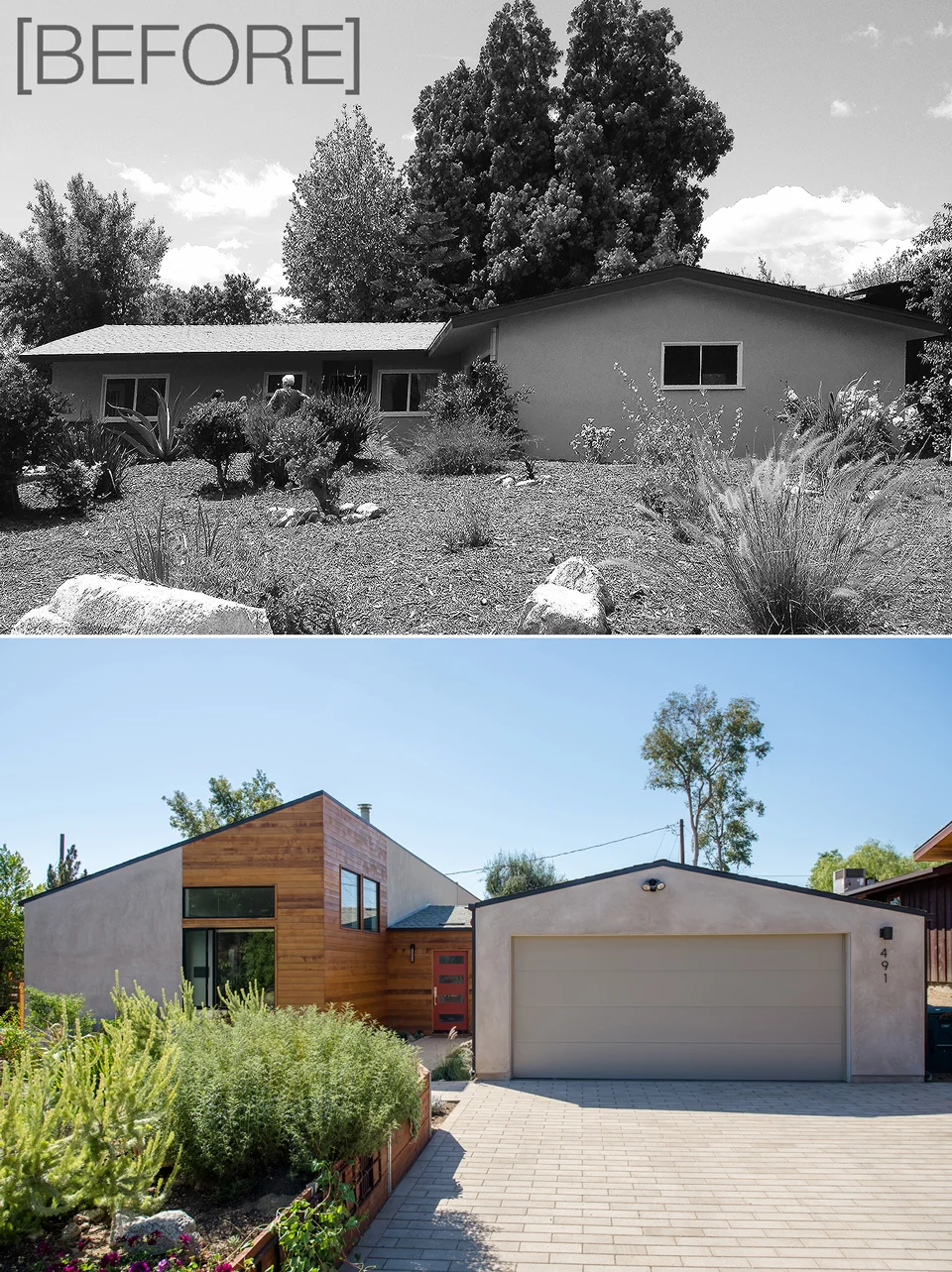 before + after / modern ranch addition + renovation