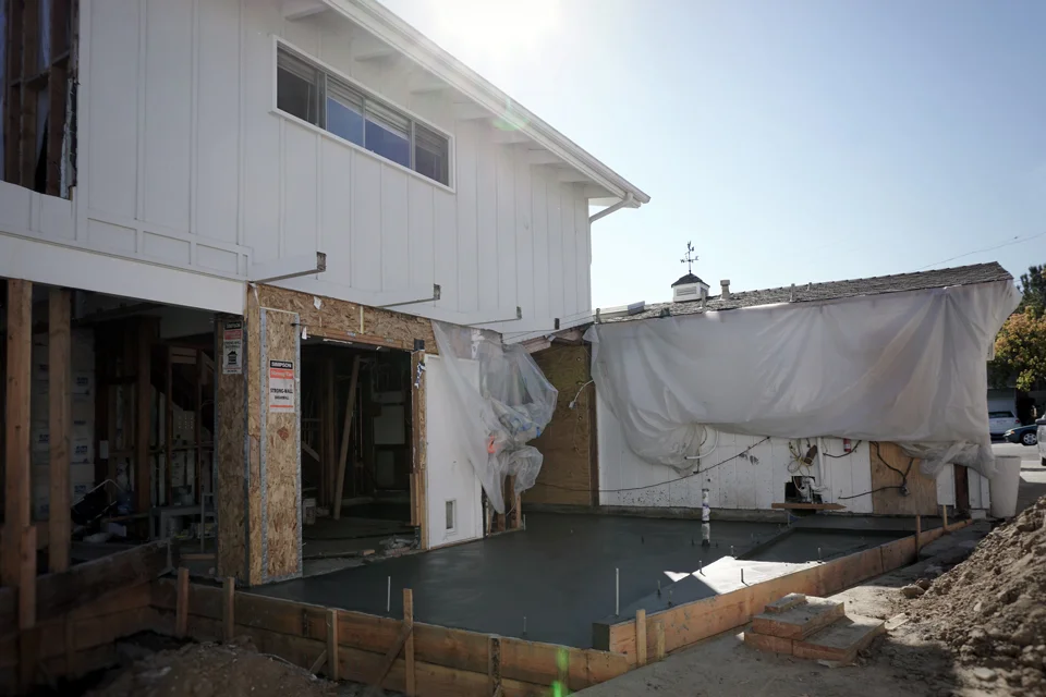 concrete formwork at new side entry