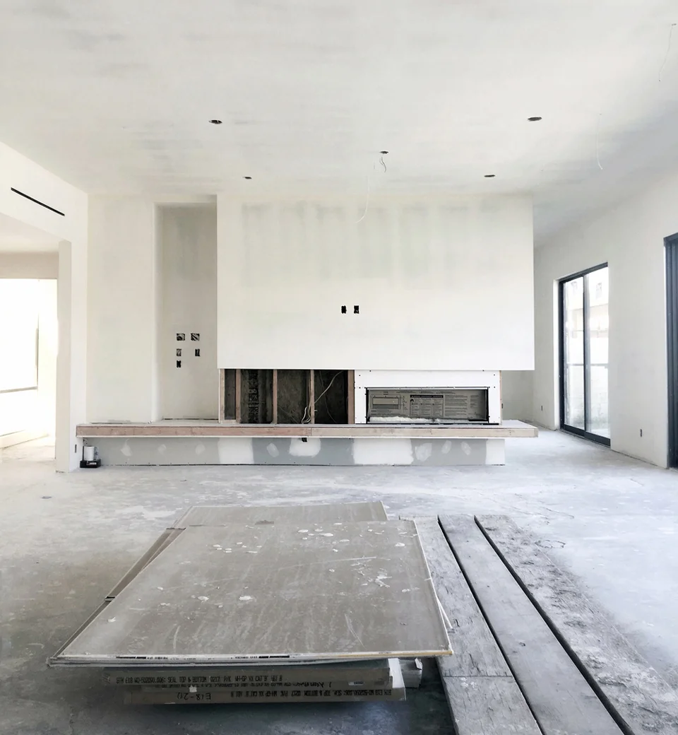 drywall at open living room