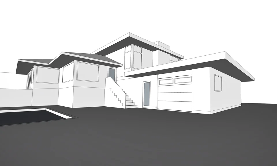 double-sided garage / view from rear