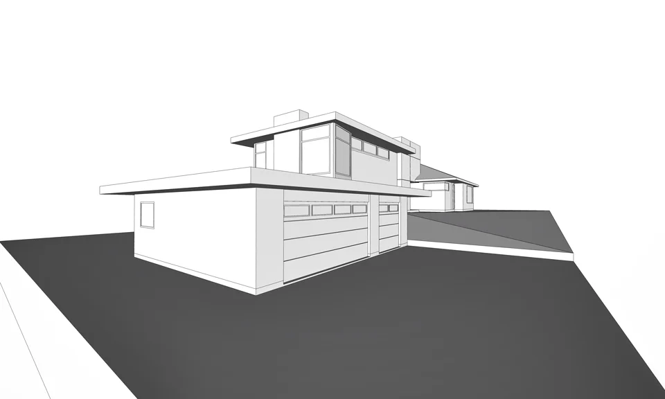 split-level addition at garage
