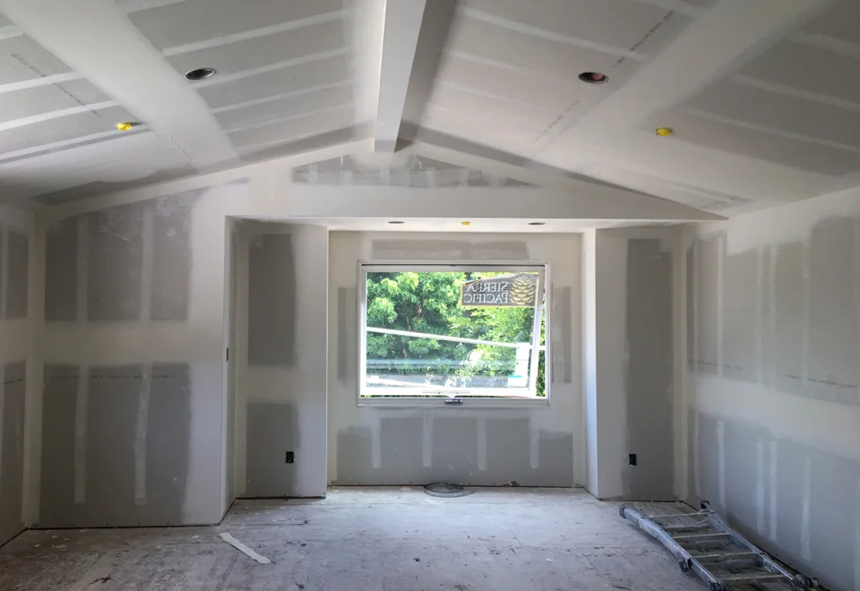 drywall at awning window projection / addition at master bedroom