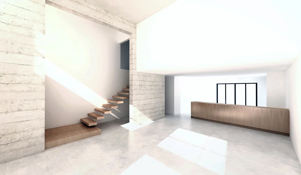stair at entry / view from addition at front