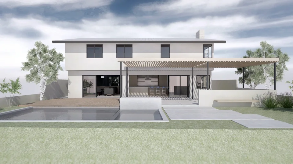 rear elevation / huntington beach modern addition