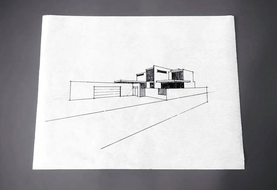 perspective sketch / exterior at entry