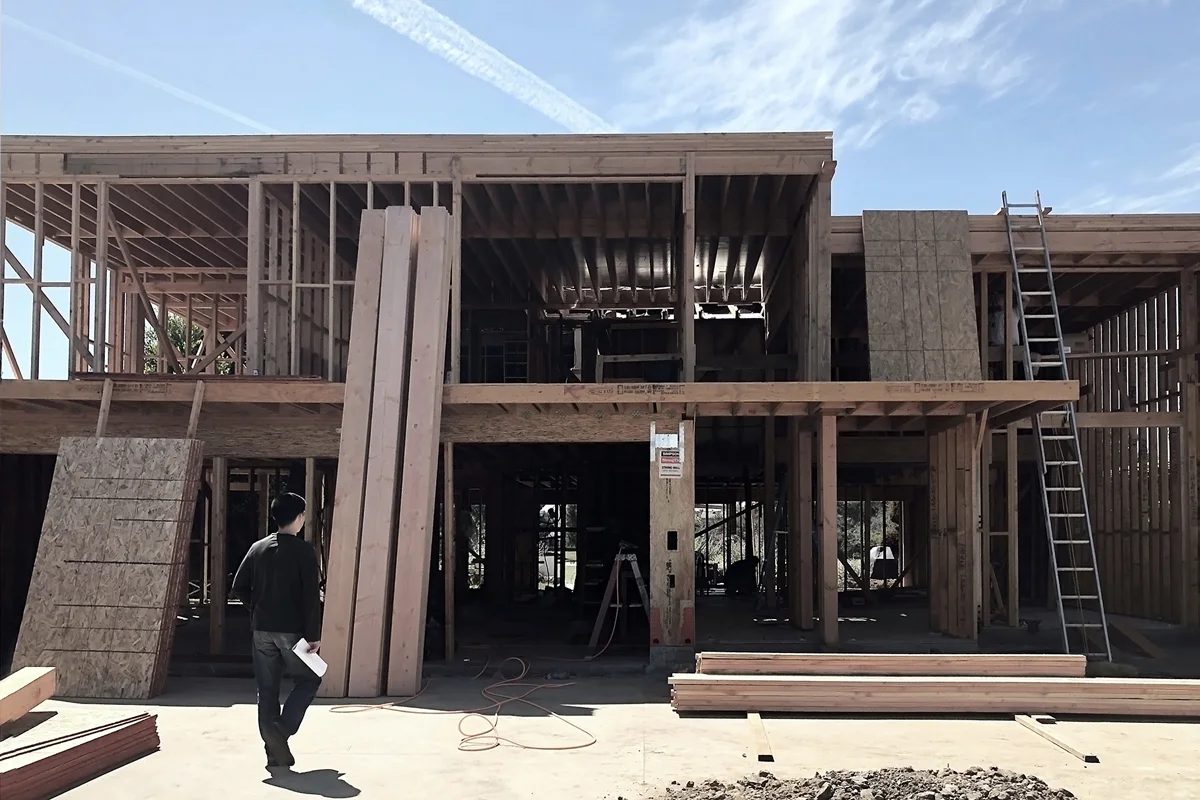 exterior framing progress / huntington beach modern home additio