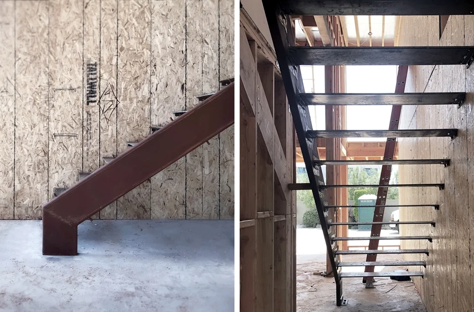 structural steel at new floating stair