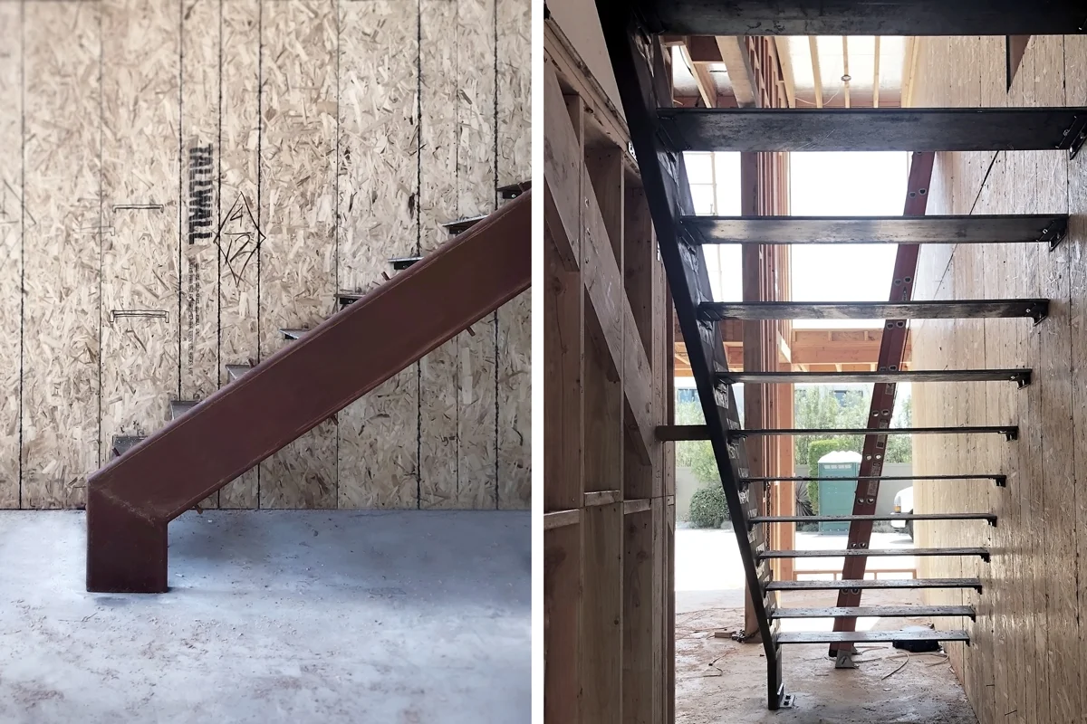 floating steel stair treads / under construction in huntington b