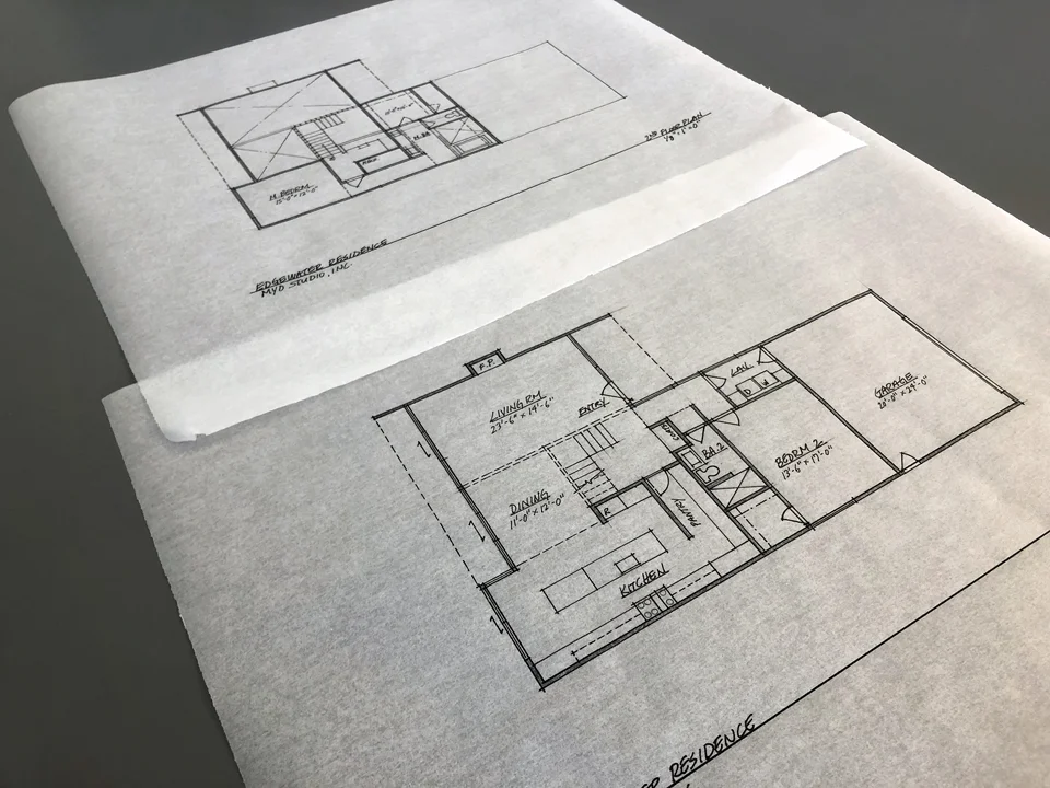 schematic floor plans / on the boards in huntington harbour
