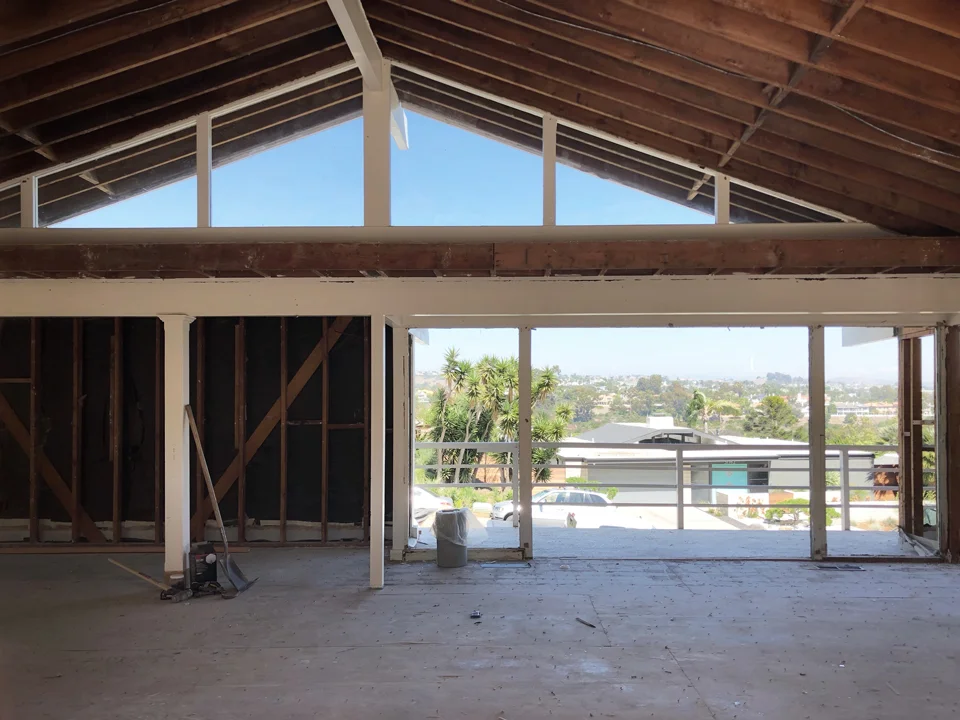interior demo / view towards front deck