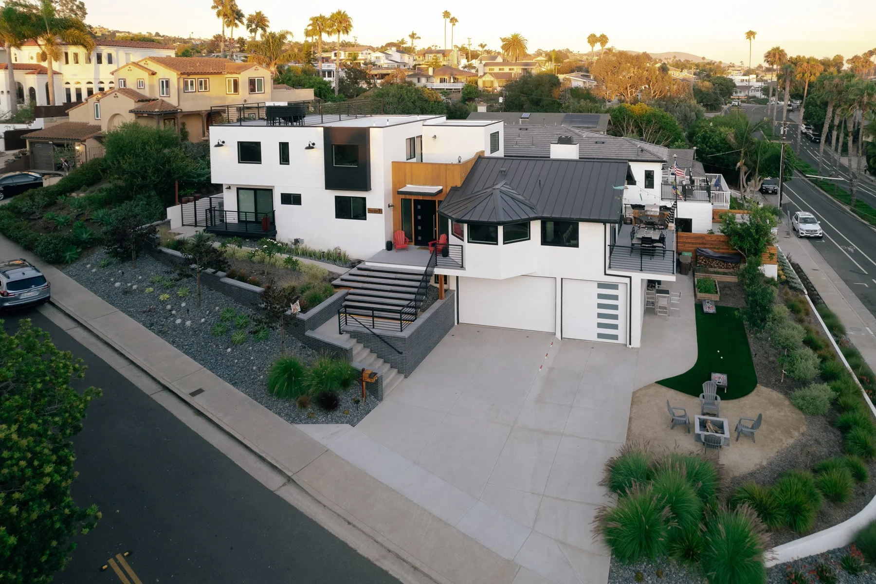san clemente modern beach house aerial coastline view