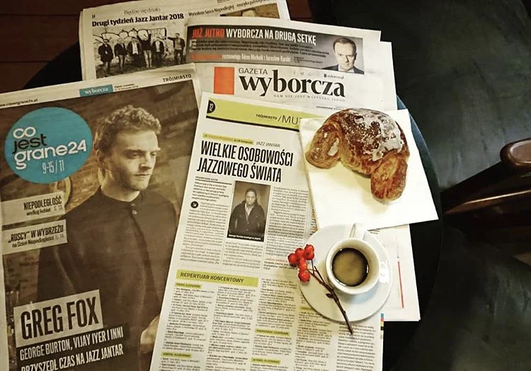 Front page news for the Jazz Jantar festival in Gdansk Poland- November 2018