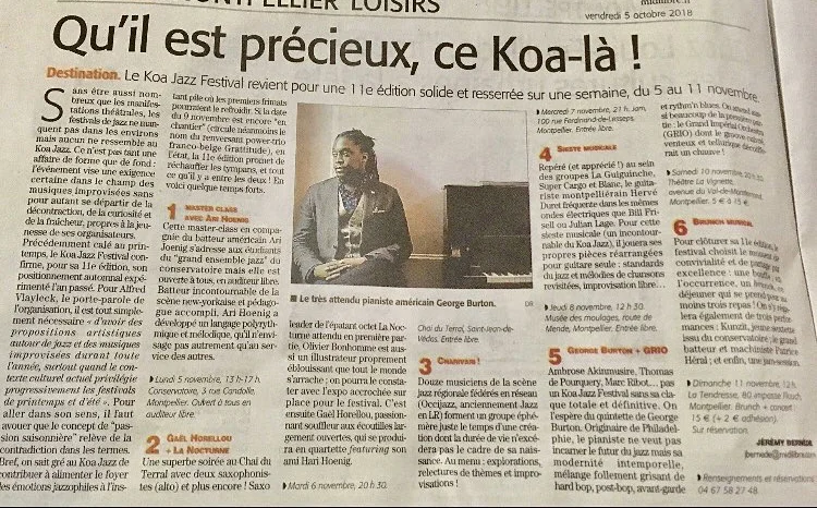 KOA Jazz Festival in Montpellier France -November 2018