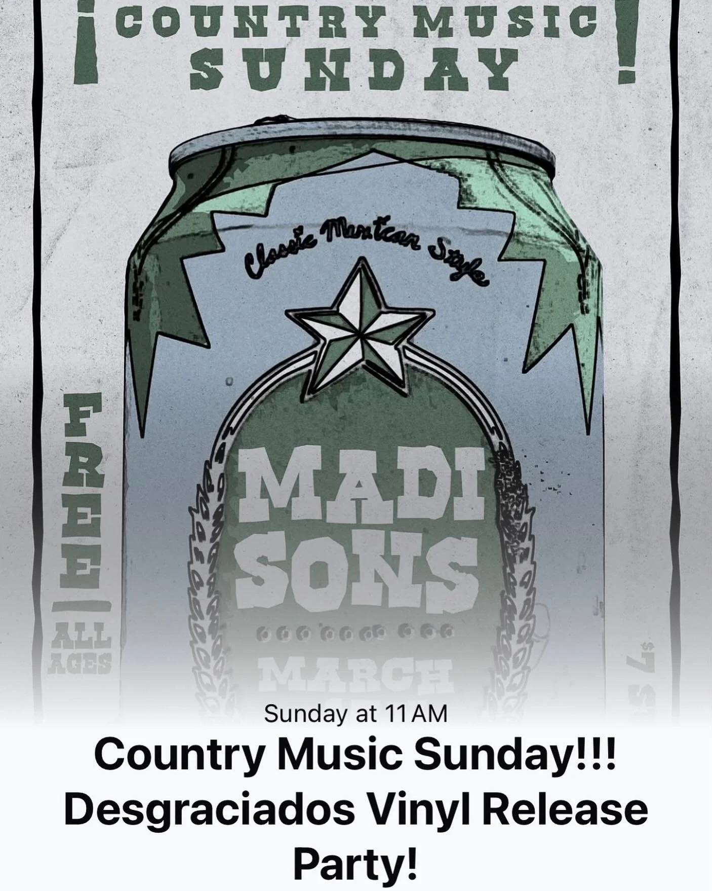 This Sunday in South Austin! 8601 Dittmar Oaks Dr. Doors at 11am, we hit the stage at noon!