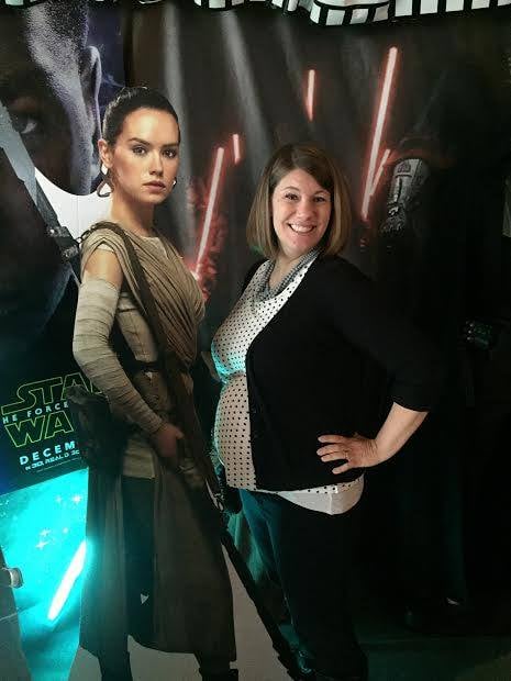 She awakened the force and I'm making a person. So we're both pretty badass. 