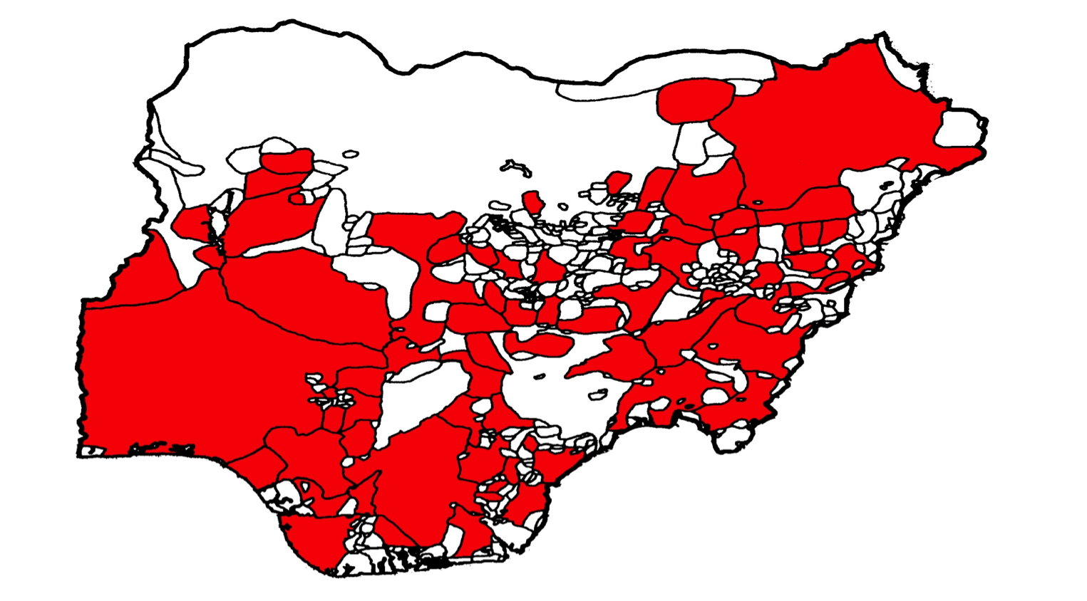 98 UNREACHED PEOPLE GROUPS OF NIGERIA (Shading for Example)
