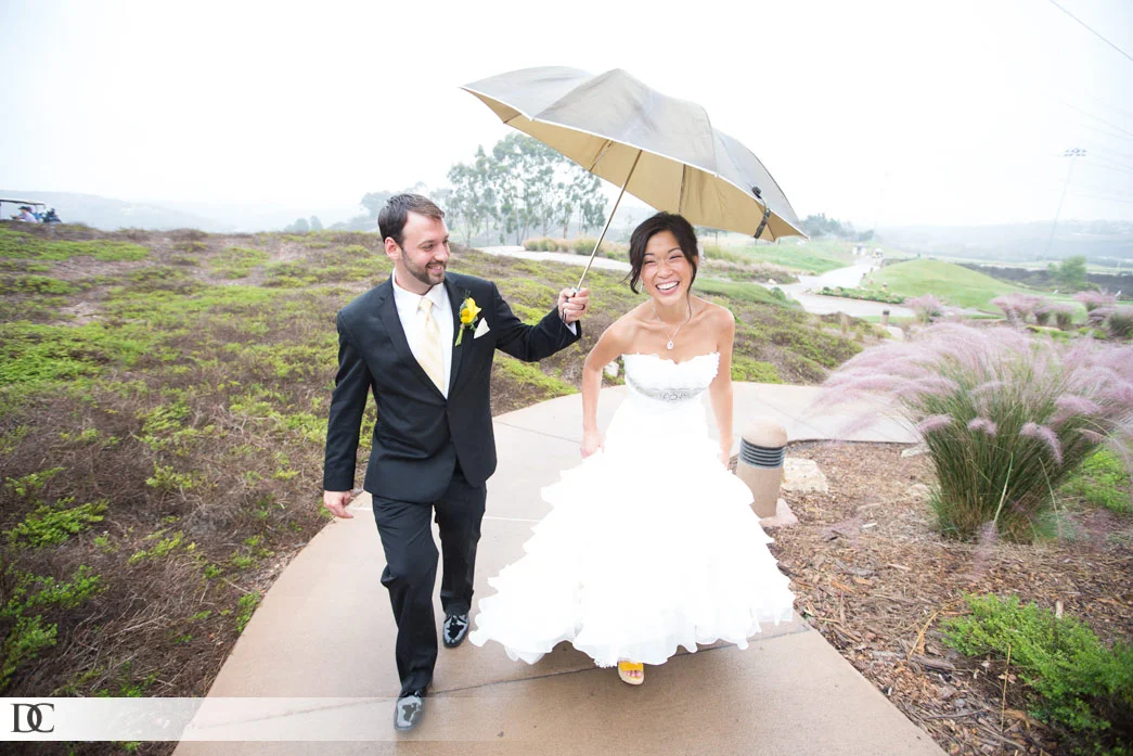 Rainy day wedding portraits