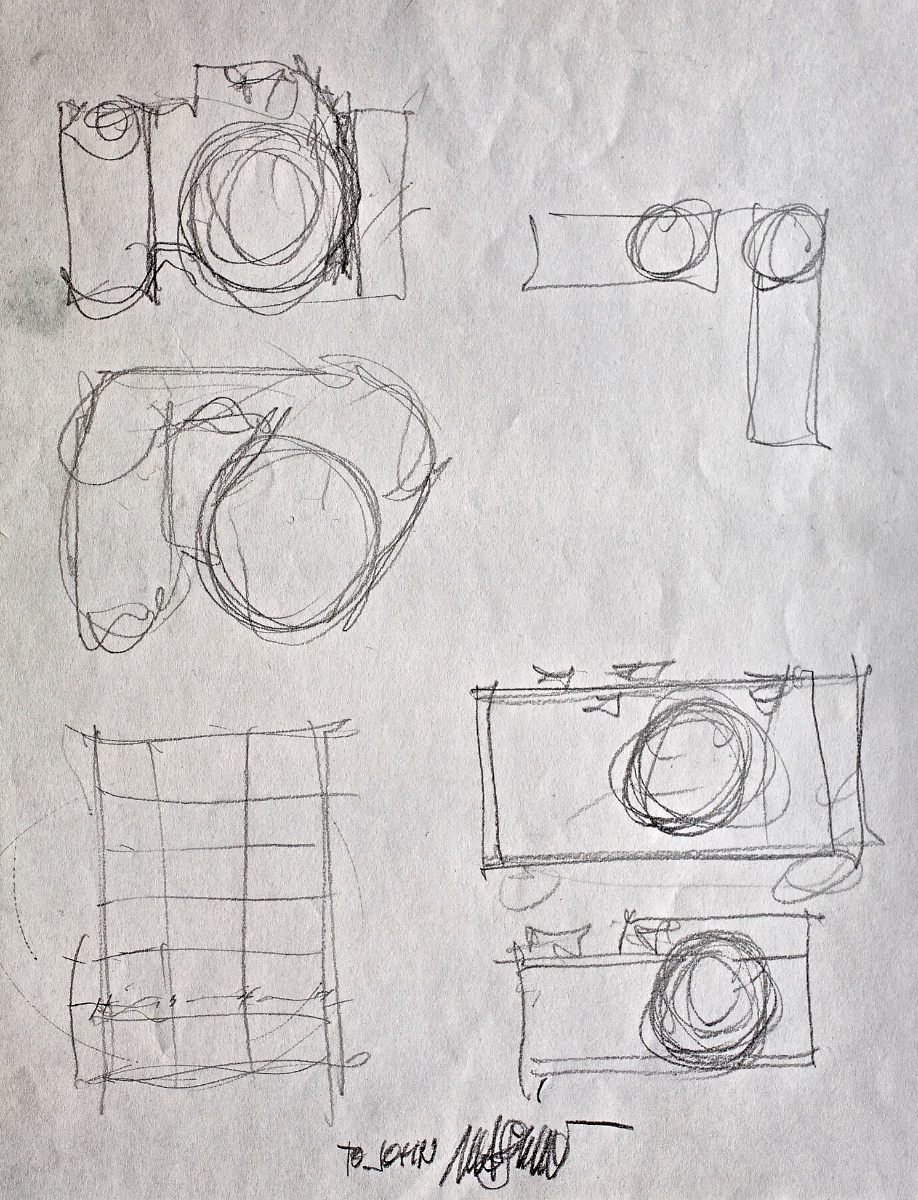 Massimo’s sketch depicting the evolution of 35mm camera design.