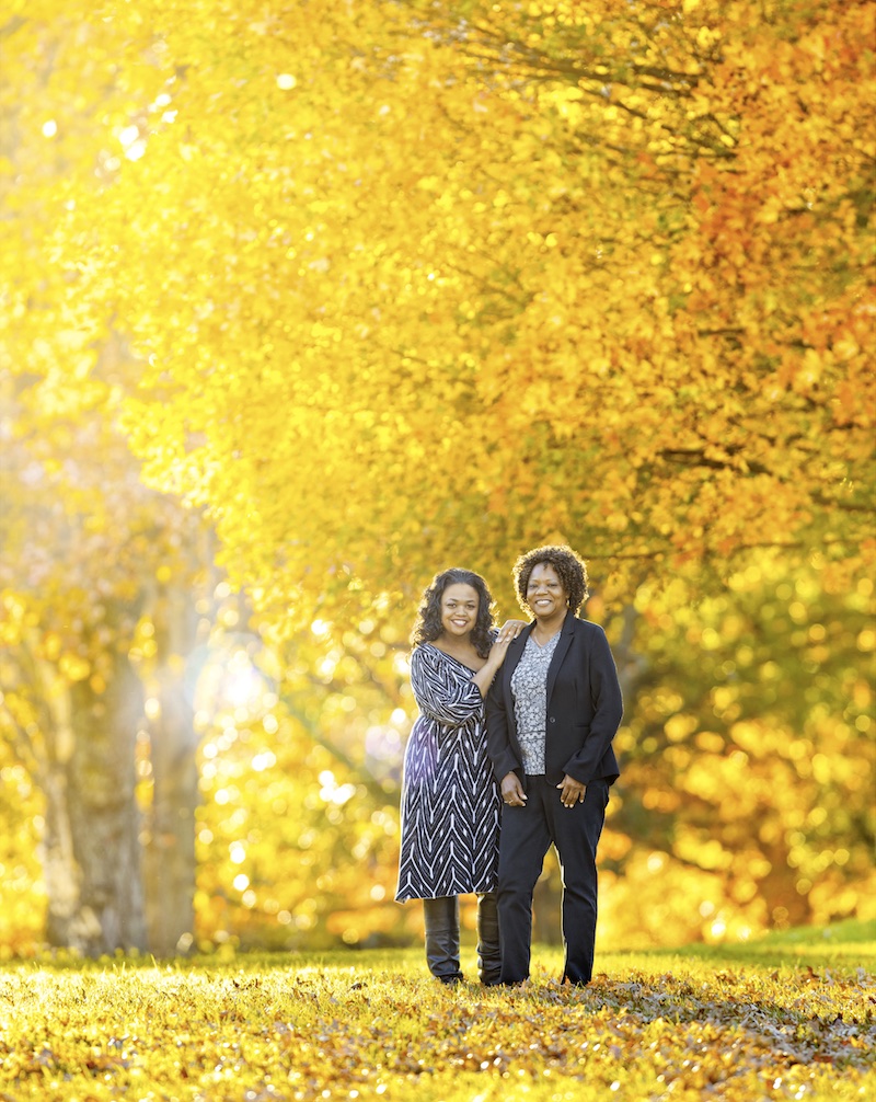 A mother/daughter portrait in the woods. We had to push our publication deadline a little while waiting to shoot during peak fall colors.
