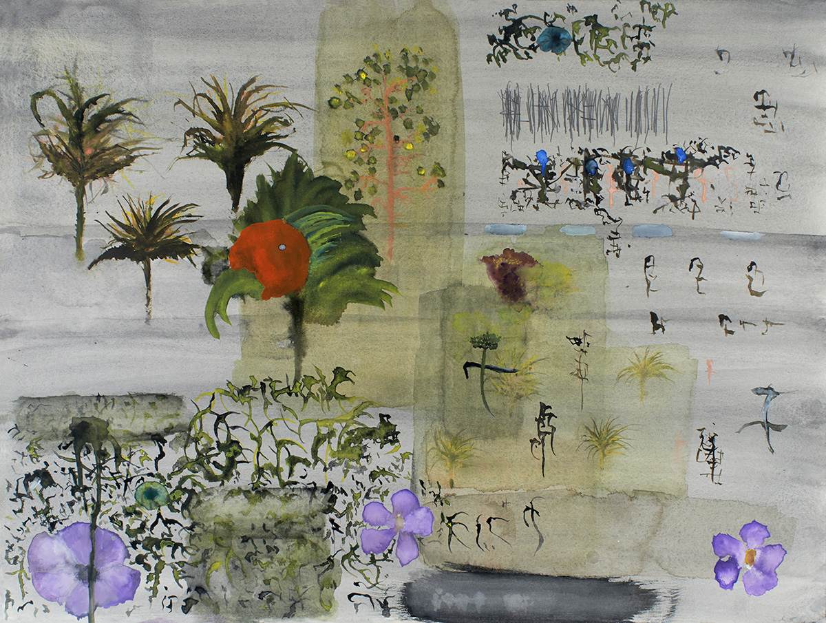 Some Wallflowers Are Evil , watercolor on paper, 24"x18", 2013