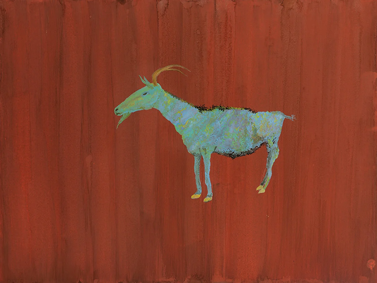 The blue goat , watercolor on paper, 24”x18”, 2018