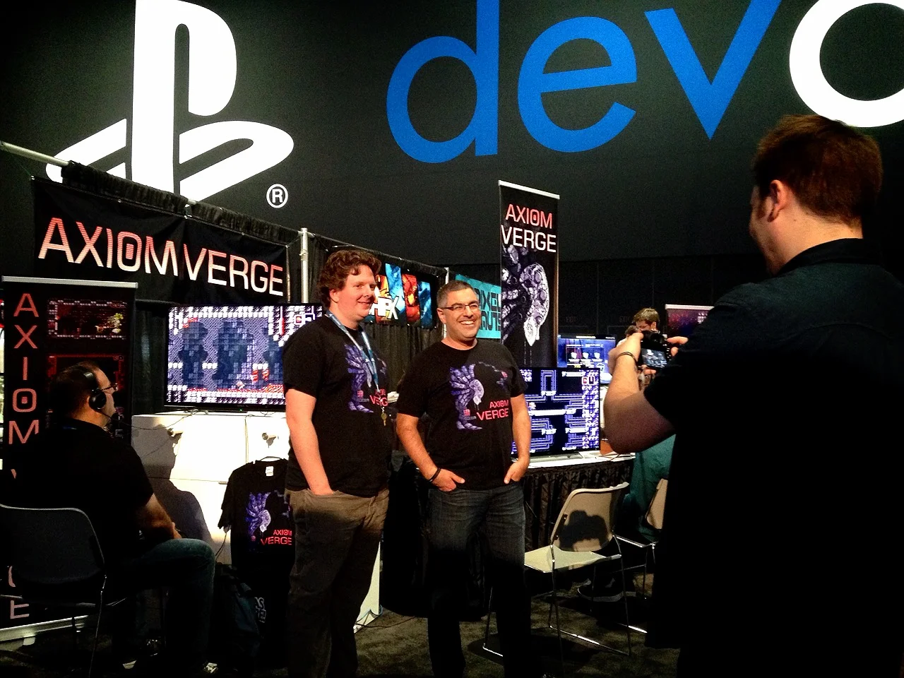 Here's me and Dan at the Axiom Verge booth. &nbsp;Juston Massongill is the one taking the photo, which came out awesome, but which I couldn't figure out how to download from Instagram :)