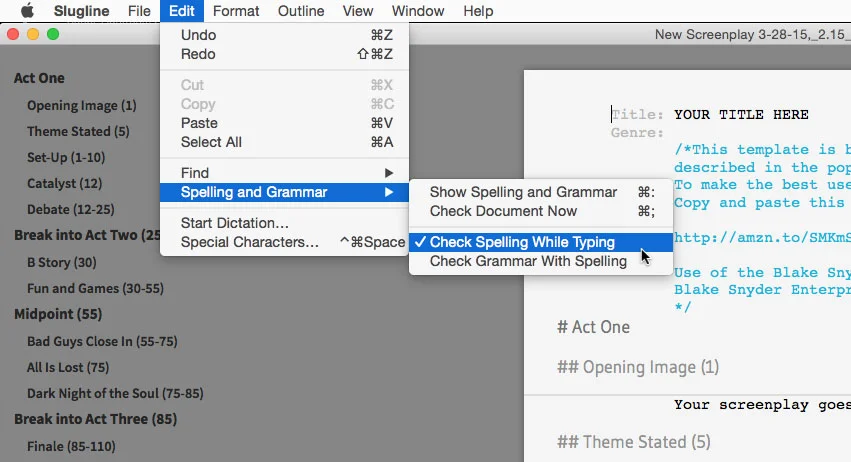 Does Slugline have spell check?