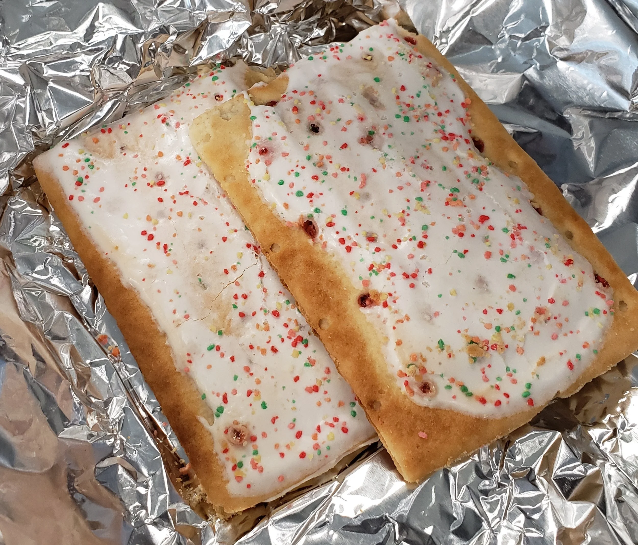 Two frosted Pop Tarts