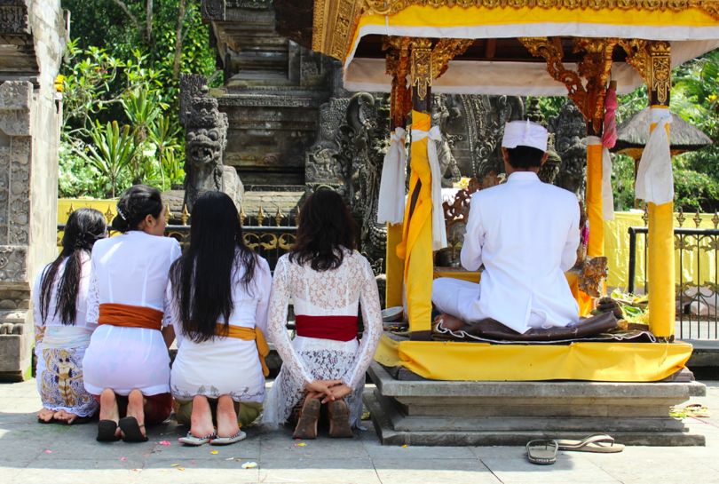 A small ceremony with offerings