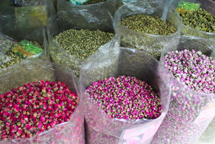 Dried roses and flowers used to for making tea