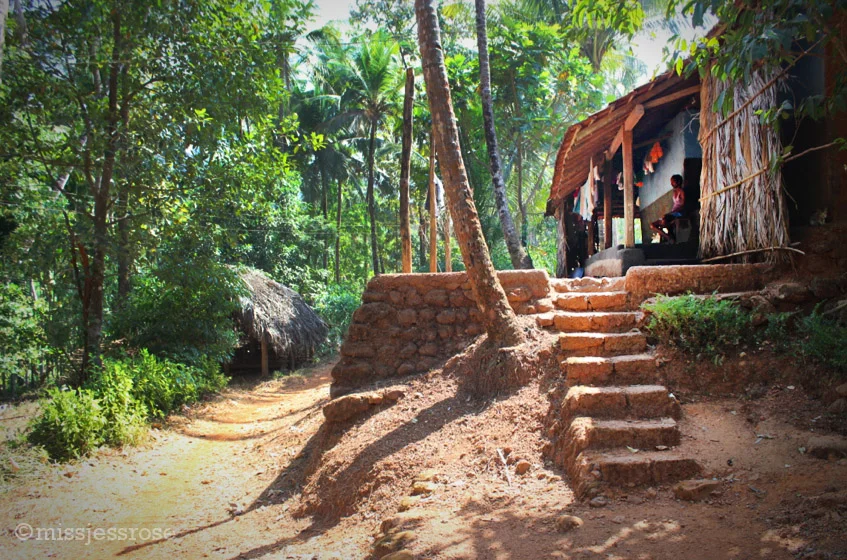 The hiking trail weaves past private homes such as this one
