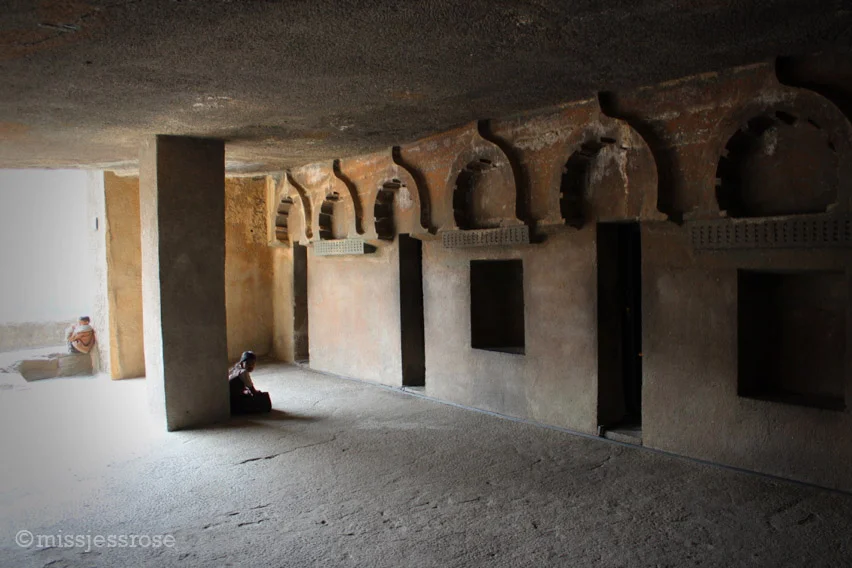 Relaxing inside the cool shade of an ancient cave
