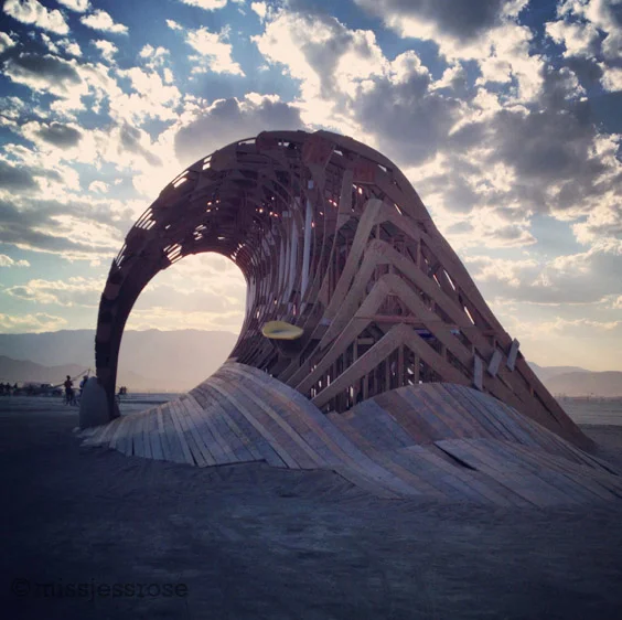 Giant wooden surf wave