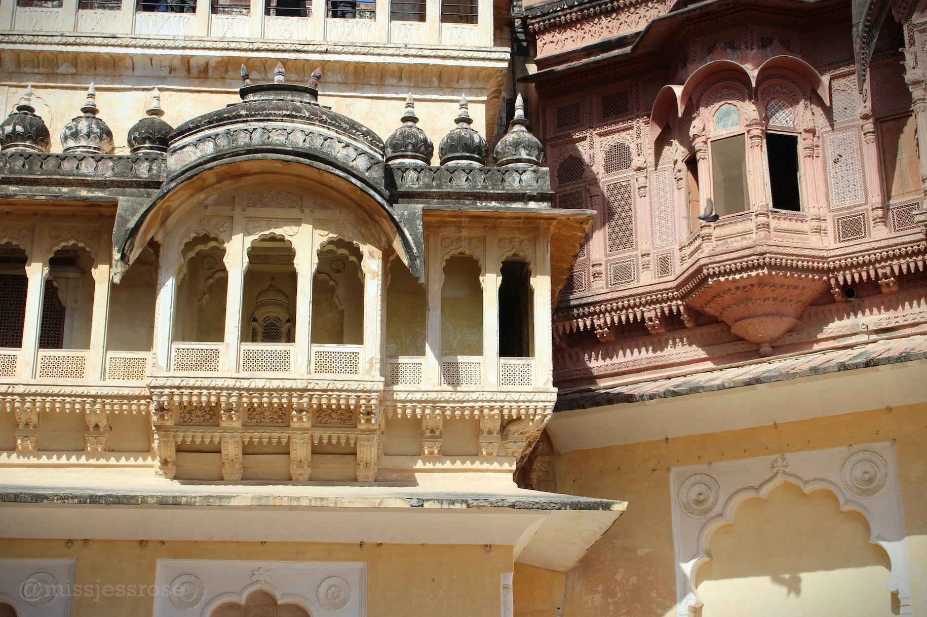 The luxurious palaces of Mehrangarh Fort overlooking Jodhpur, India.