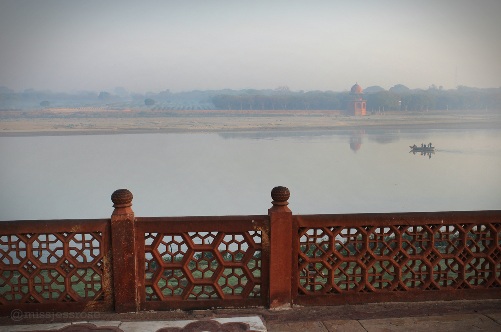 View of the polluted Yamuna river from the Taj Mahal