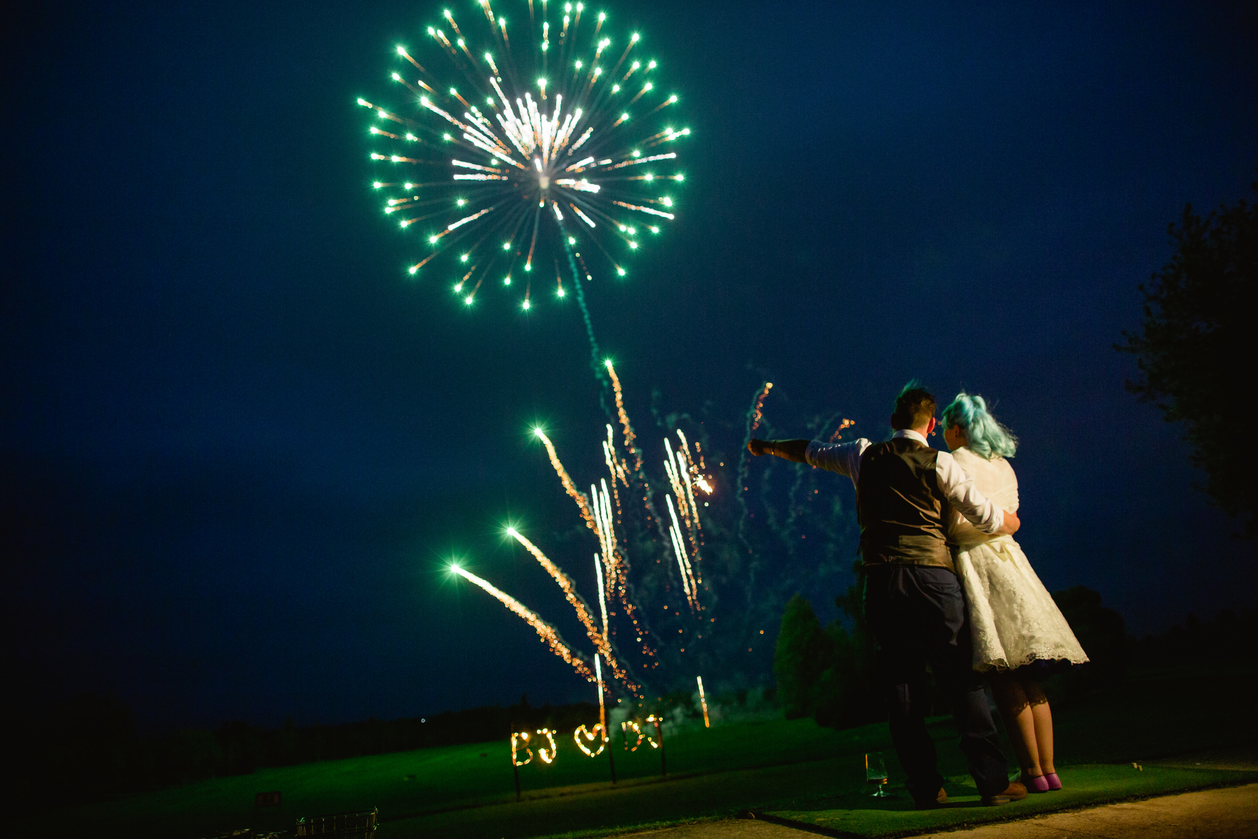 Wedding fireworks - Bride and groom with fireworks - Birmimgham wedding