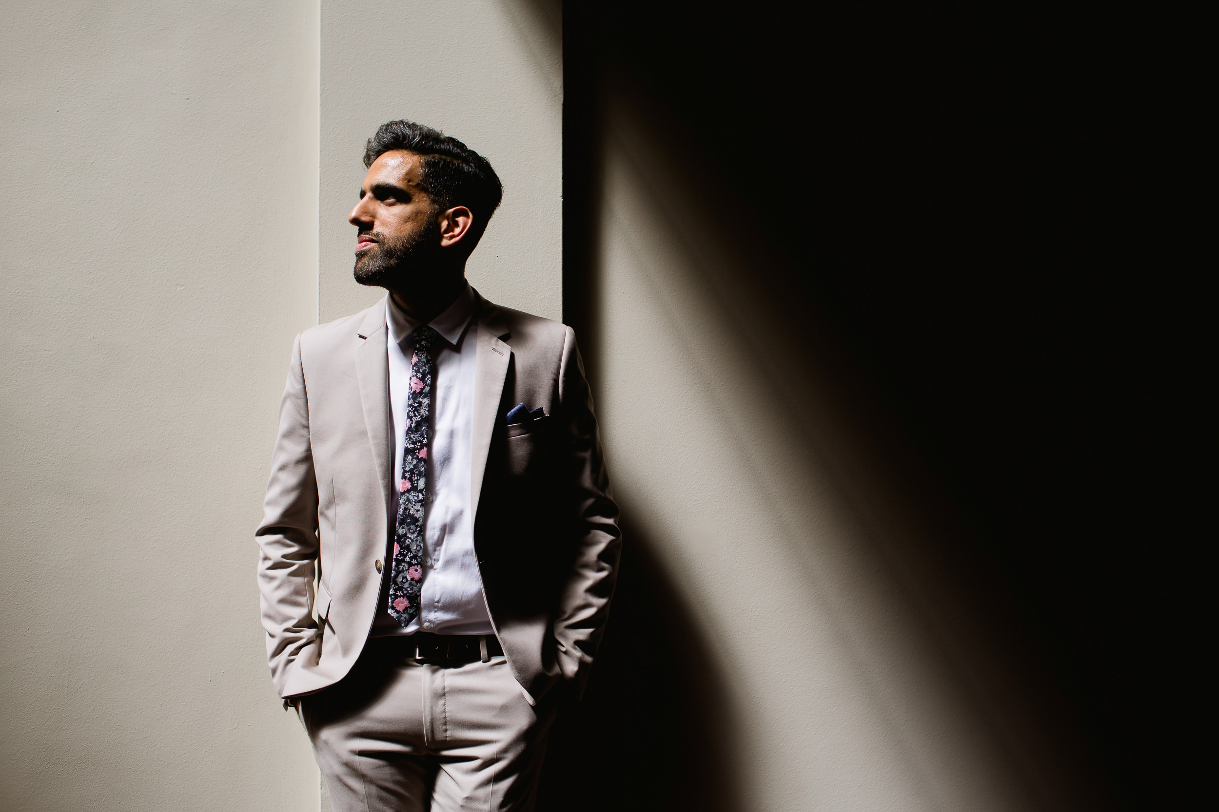 Groom at Stoke Newington - Groom in nice light - London wedding 