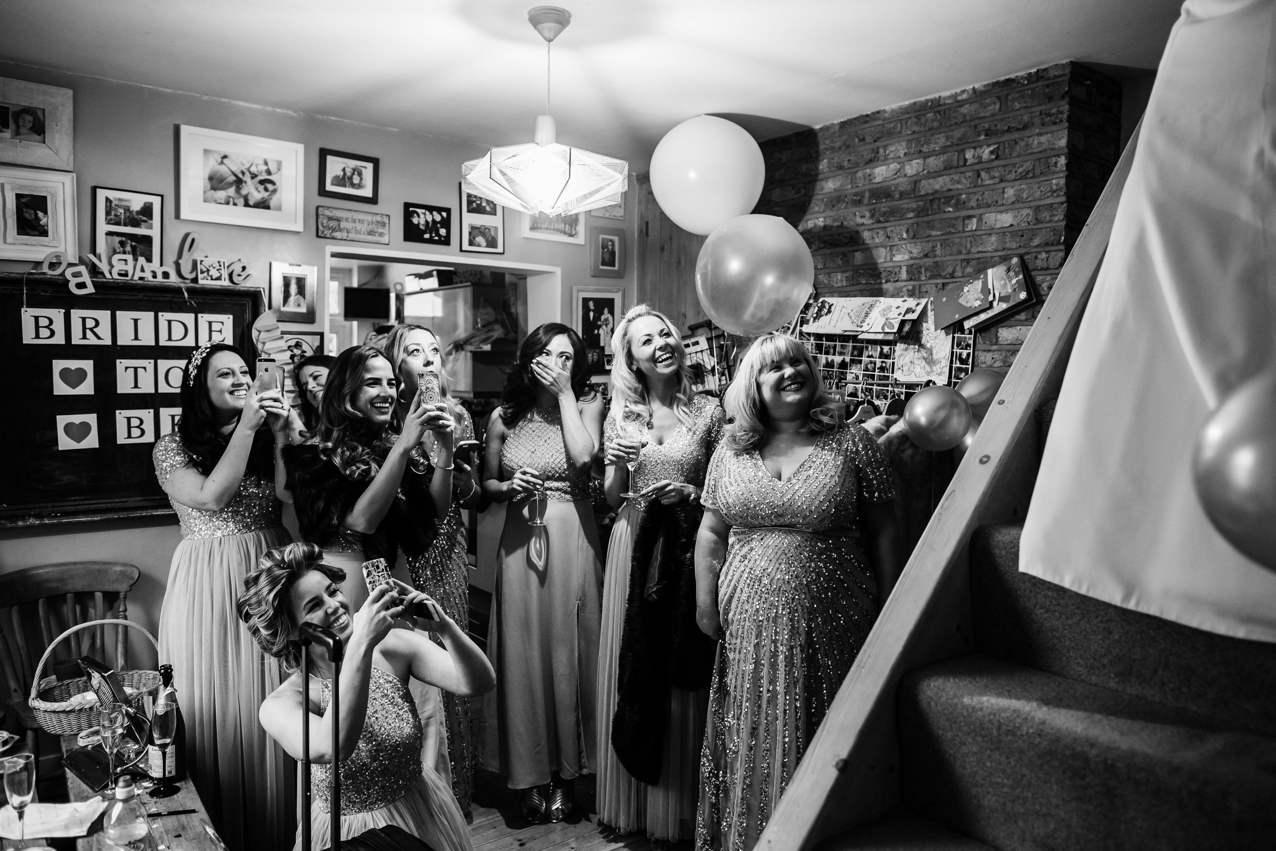 Bridal first look - Bridesmaids on a wedding day - Kingston wedding 