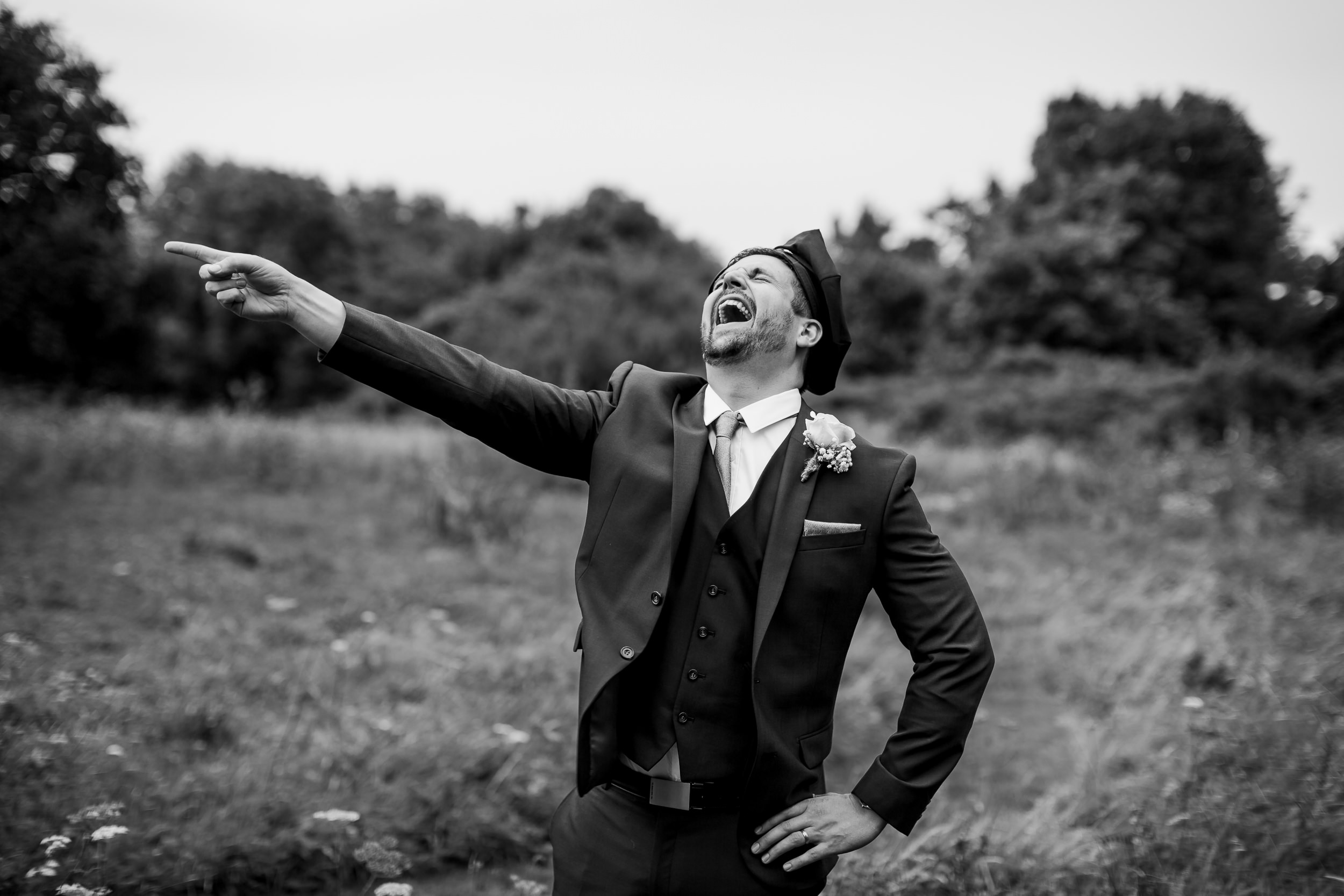 Laughing wedding guest - Weddings at King Arthurs Hotel Wales