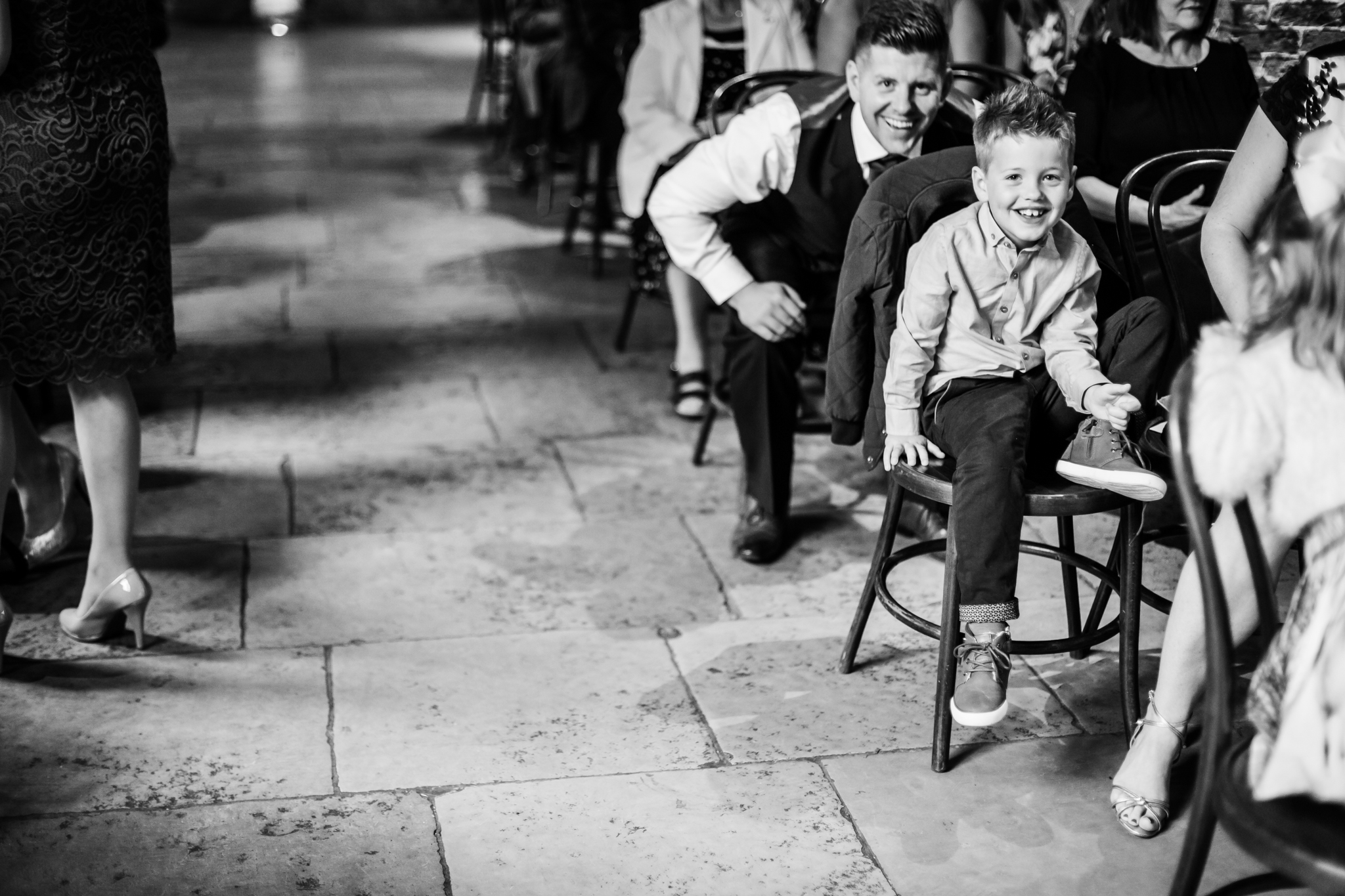 guest laughing before the service.