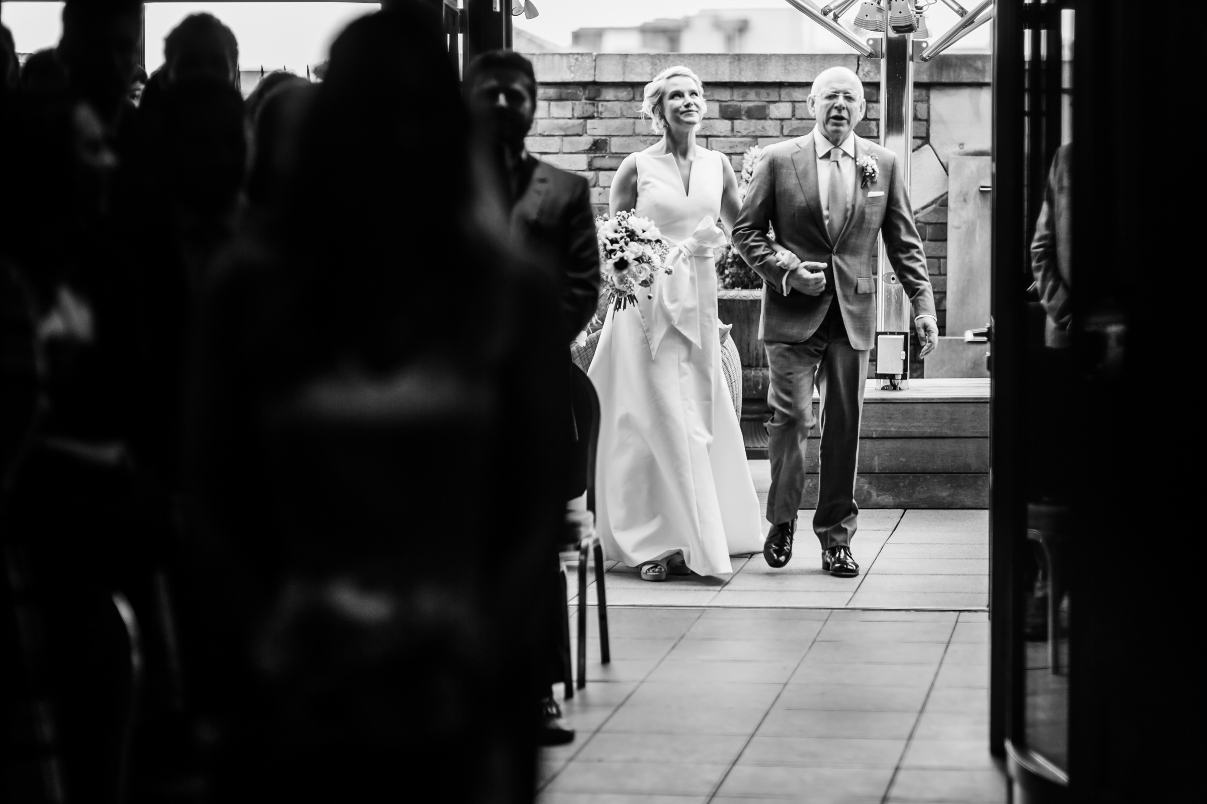 the bride arrives for her wedding at great john street hotel manchester