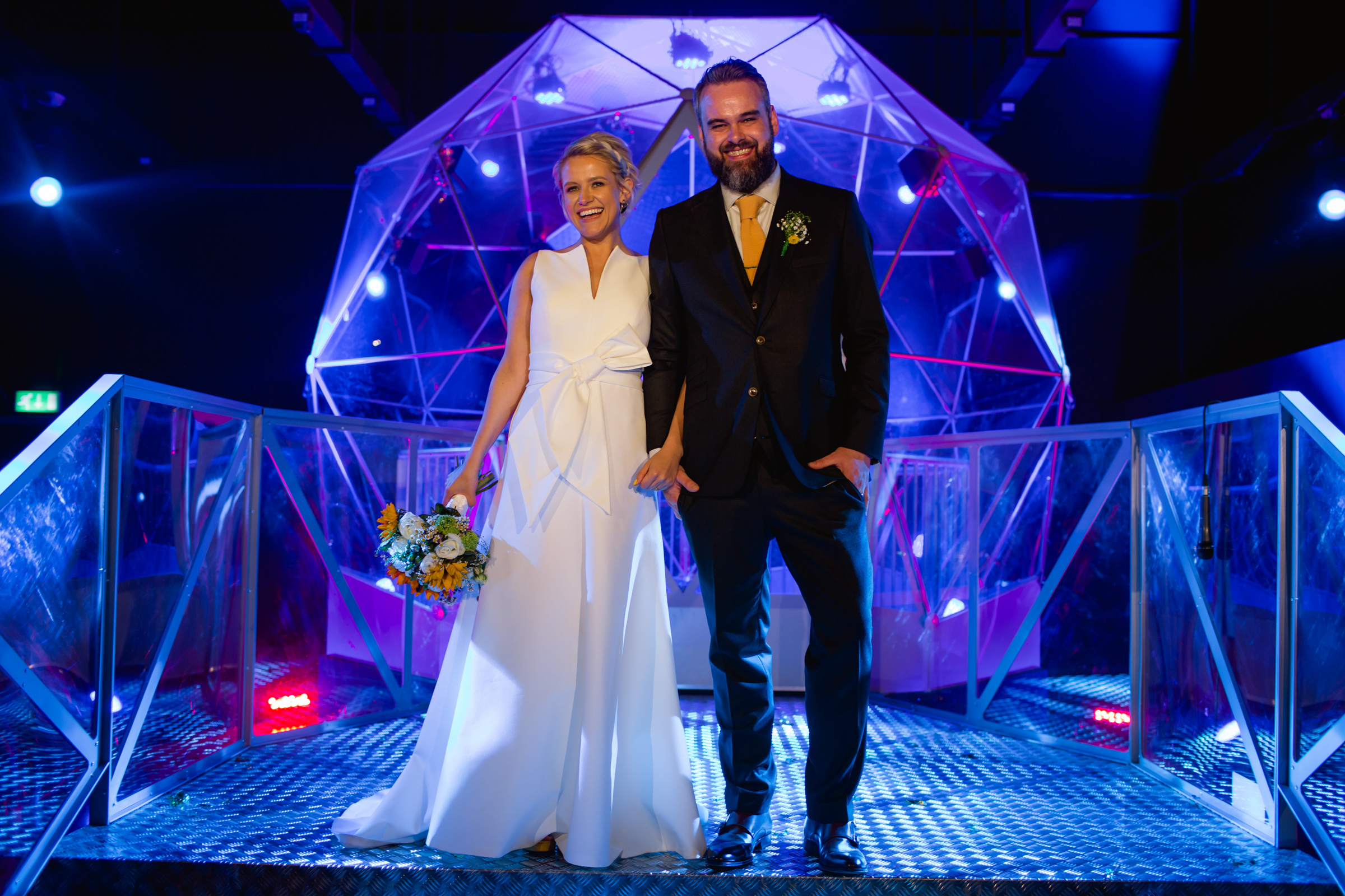 a bride and groom in the crystal maze manchester