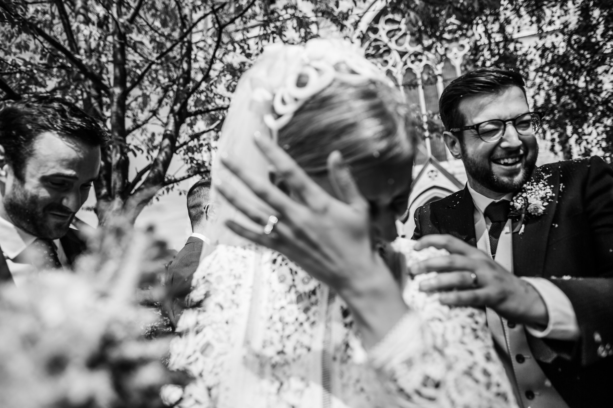 Bride and groom get a face full of confetti in Twickenham