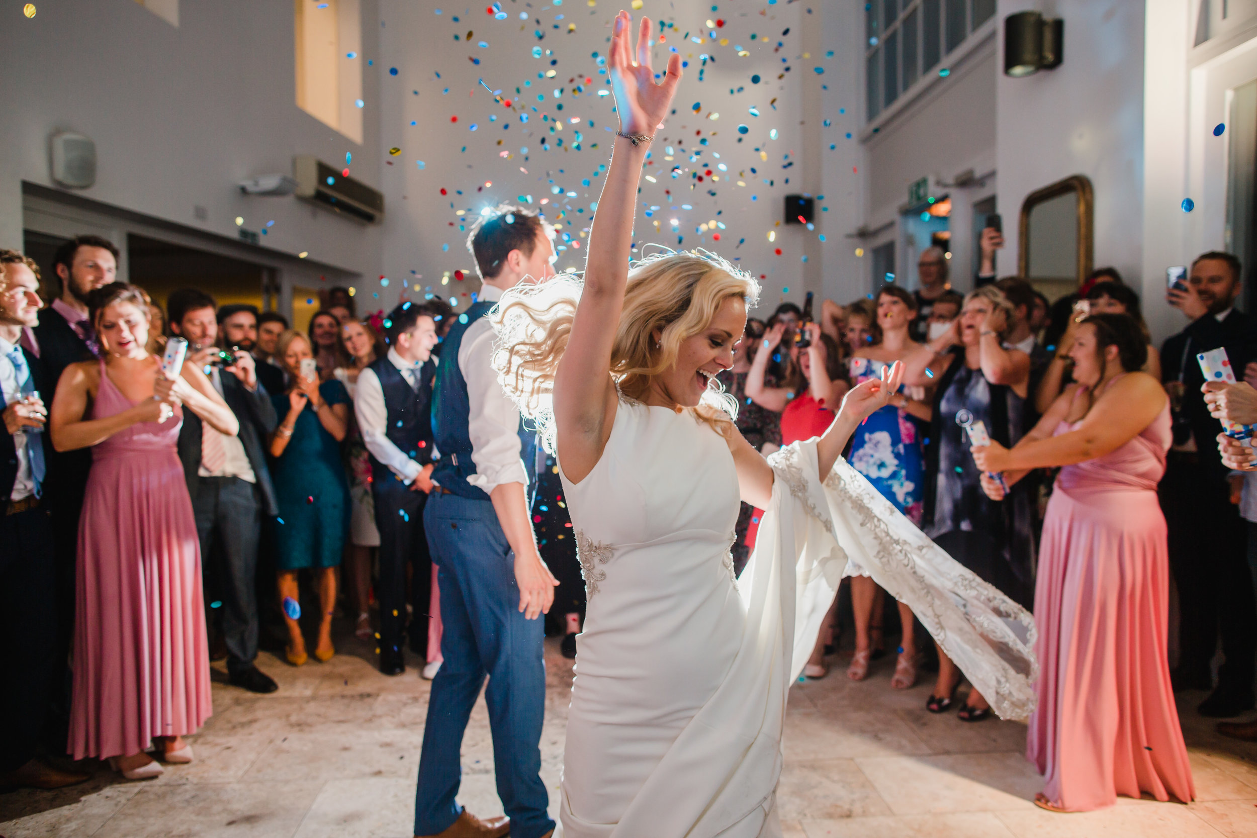 confetti canons during a first dance at fazeley studios