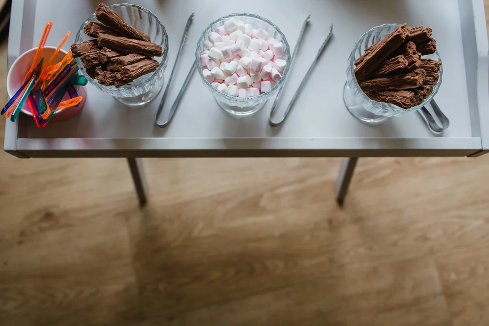 a table of ice cream fun at a wedding